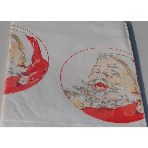 Vtg Christmas St Nick Santa Clause Paper NOS S 54" x 96" Holiday Tablecloth (5) - Picture 2 of 3